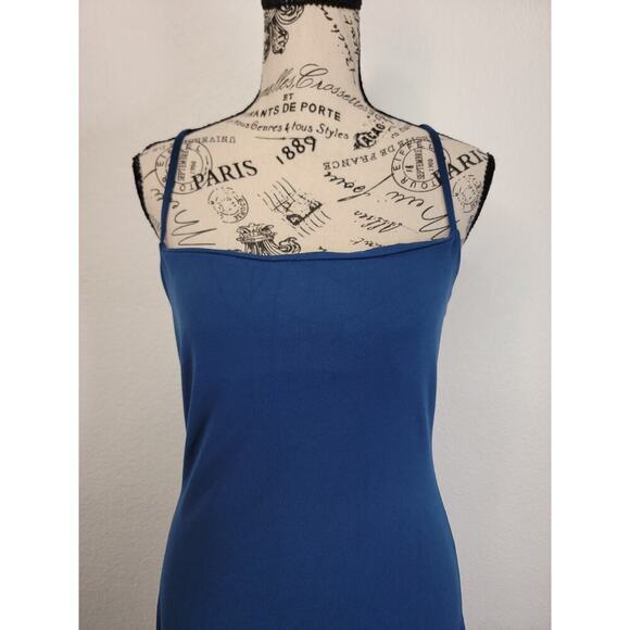 Susana Monaco Square Neckline Slip Midi Dress Size Small Stretch Blue - Picture 3 of 10